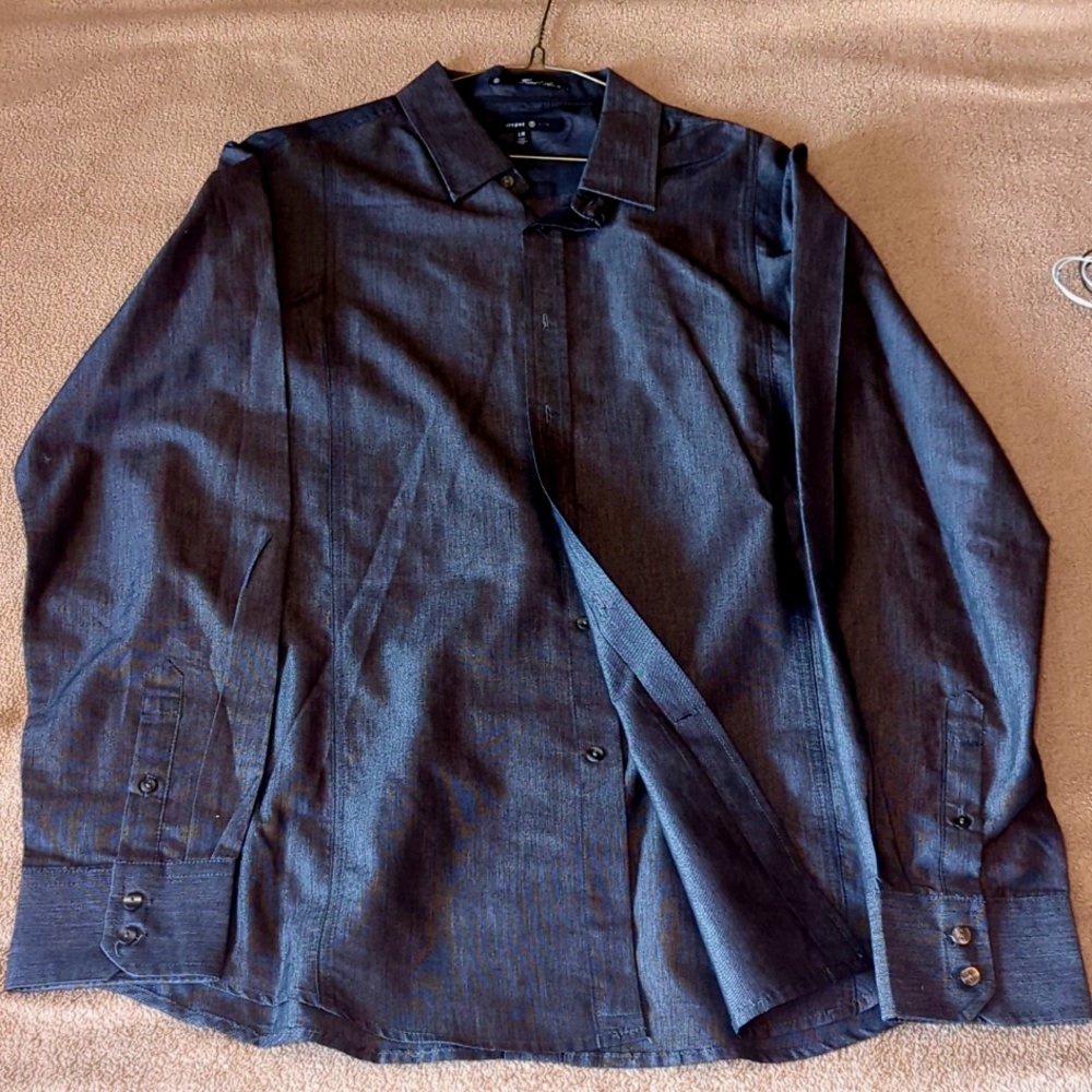 Dark Grey Men's Large Long Sleeve TwentyOne Men's Fitted Dress Shirt